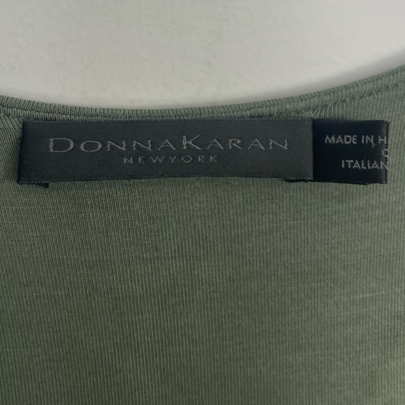 Donna Karan Sleeveless V-Neck Top Olive Army Green Double Layered Strtch Rayon S - Picture 4 of 13